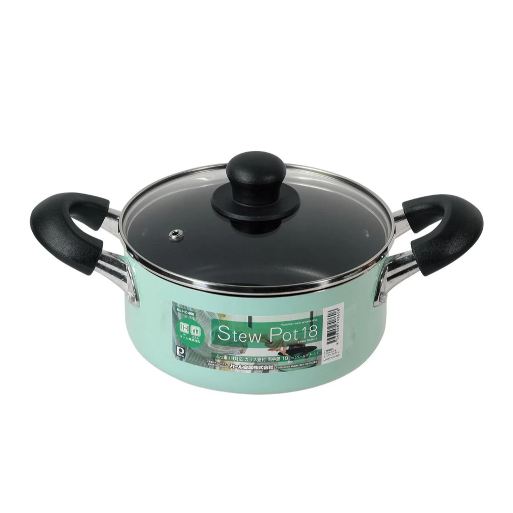 IH Pan Stew Pot Two Handles with Lid 18cm Mint