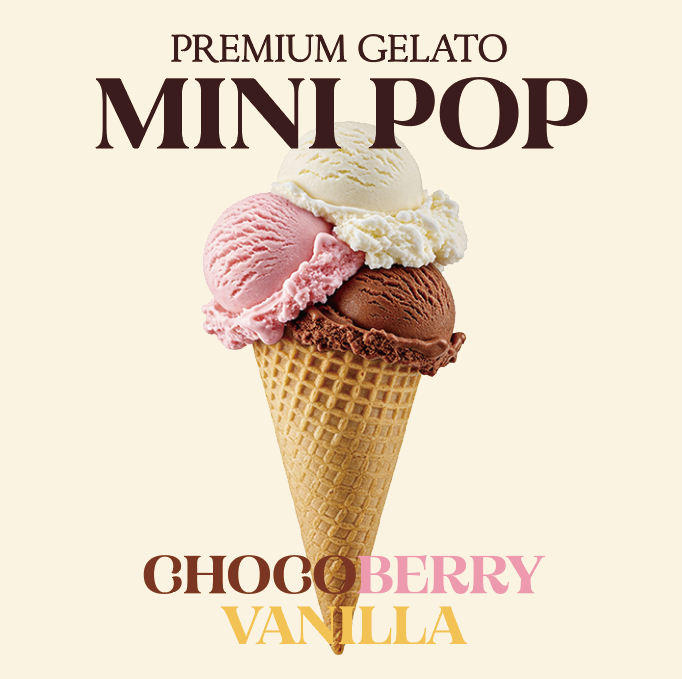 MINI POP GELATO ChocoBerryVanilla 8ea