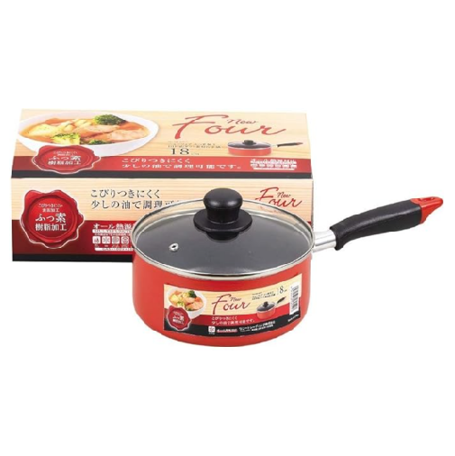 IH Sauce Pan with Lid 16cm/18cm Red